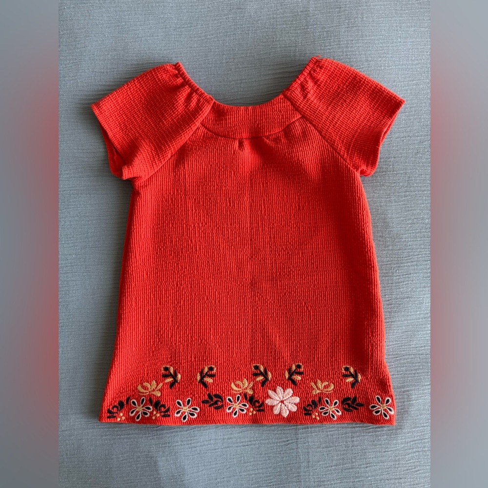 🛎️ Clearance Koton Baby Girl Orange Embroidered Dress Size 24-36M